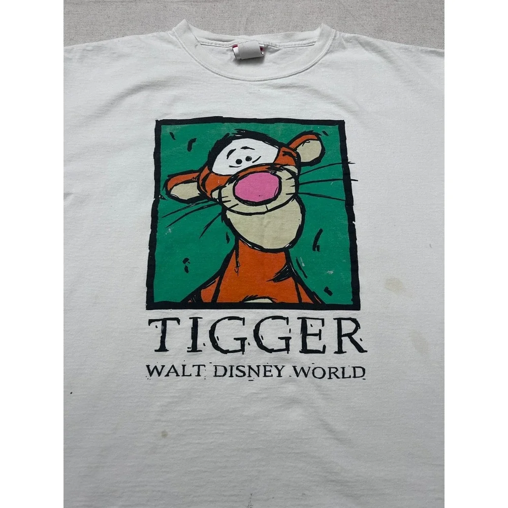 Vintage Disney Tigger T-Shirt Men's XL White Walt Disney World Graphic Made USA